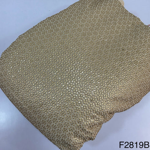 Zari Sequins Embroidered Georgette Fabric-F2819